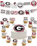 Georgia Bulldogs Party Supplies Banner Cupcake Toppers Grad Football 42 Pc