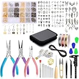 Jewellery Making Tools, 1450pcs Jewellery Repair Making Supplies Findings Kit with 3 Pliers, Wires, Earring Hooks and Other Jewelry Necklace Repair Arts Crafts with Storage Case for Adult or Beginners