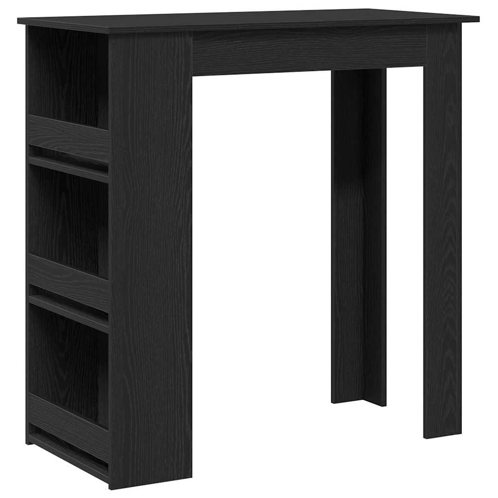 Bartisch Mit Regal Schwarz Eichenoptik 102x50x103,5 cm | 3 Ablagen, Holzwerkstoff, Pflegeleicht, Feuchtes Tuch Reinigung, Wandhalterung