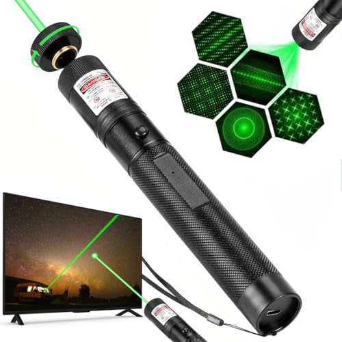 Image of Damflew Green Laser Pointer, USB Charging, Laser Beam with Starry-Sky Cap | Starry-Sky Patterns, Switch to a Single-Point Beam, for Hiking, Presentations & Outdoor Use (Professional-Grade Green Light)
