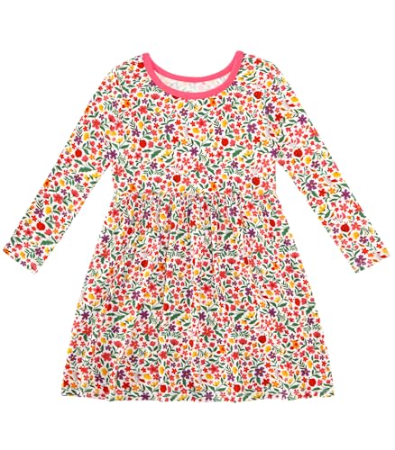 Toddler Girls Dress Viscose from Bamboo Long Sleeve Dresses for Little Girl Soft Fall Clothes Casual Outfits 2-5T