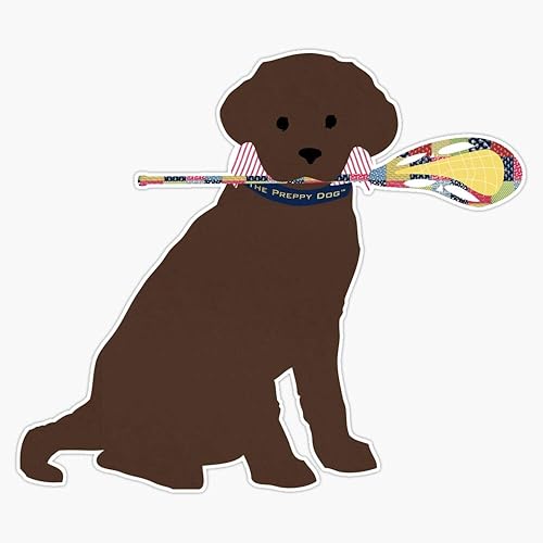 MAGNET Preppy Chocolate Lab Lacrosse Perro Vinilo Impermeable Magnético Pegatina Vinilo Impermeable Imán Calcomanía de Coche 5"