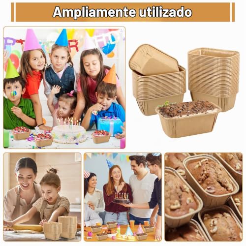 Miniatura 7 de 50 Piezas Moldes De Cartón Para Pasteles, Moldes De Papel Para Hornear Pasteles, Moldes De Papel Horneables Rectangulares, Tazas De Pastel, Moldes Profesionales Para Tartas Para Pastel Repostería Pan