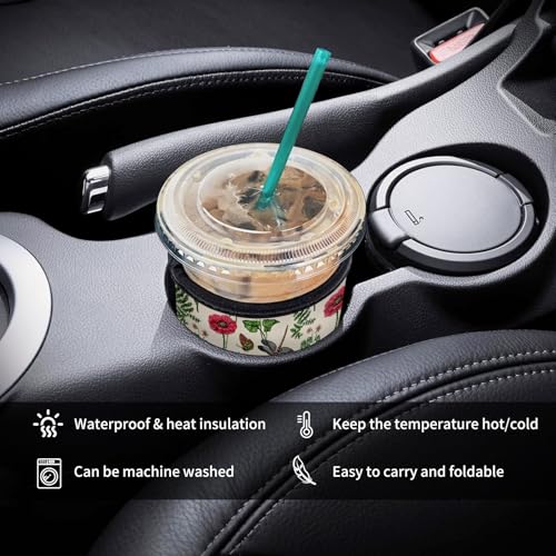 Image of 3 Pack Reusable Neoprene Insulator Sleeve for Iced Coffee Cups, Funny Coffee Cup Sleeves for 16-32oz Coffee cups, Cute Drink Sleeve for Cold Hot Beverages Cute Colorful Floral