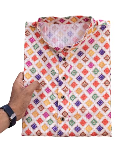 Image of FOXDX Men's Traditional Cotton Floral Printed Only Kurta