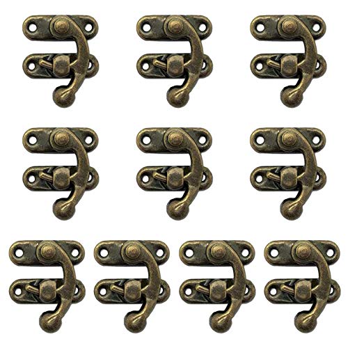 Image of Right Latch Hook Vintage Style Toggle Hasp Lock Latch Hasp Horn Lock Wood Jewelry Box with Screws Zinc Alloy Large Size Bronze (10 Set)