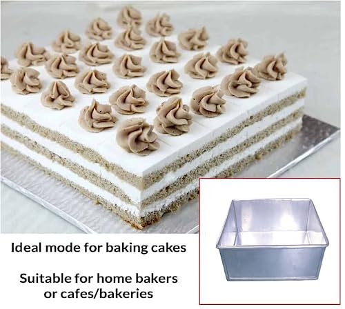 Image of Best Baking Utensils Aluminium Square Cake Pan /Tin /Tray - 4-8 Inches x 2.5 Inch Height for 250gm-1kg Cakes, Brownies, Sponge