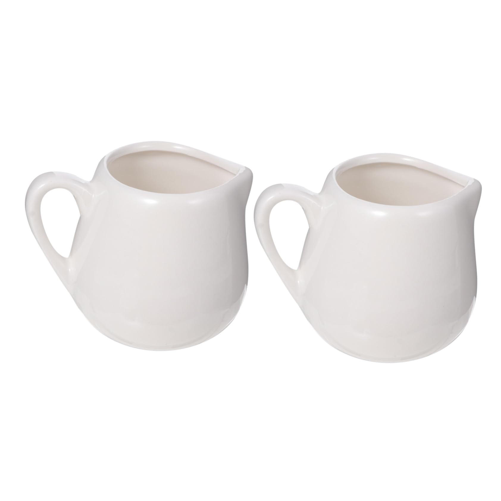 Cabilock 2 Pcs Mini Ceramic Sauce Jugs with Handle White Porcelain Small for Kitchen