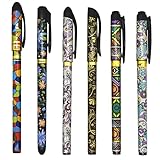 Lopenle 12PCS Vintage Flower Pens Boho Floral Patterns Print Gel Pens Black Ink 0.5mm For School Office Meeting Christmas Party.