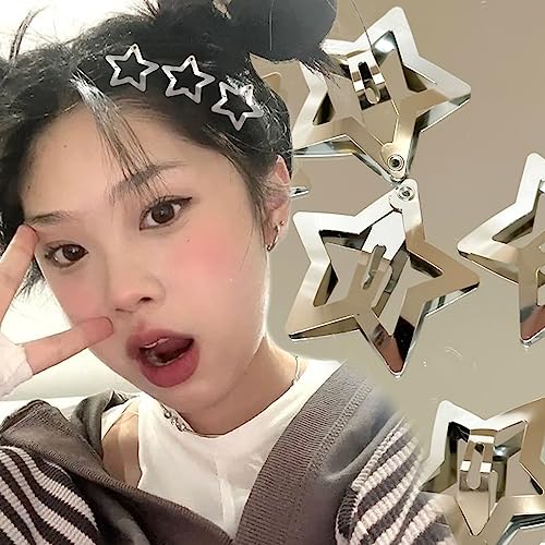 Yohou 60Pcs Star Hair Clips Y2K Hair Accessories Star Silver Hair Clips Hair Barrettes Small Cute Non Slip Snap Metal Hairclips For Women Girls Thin Thick Hair #TOP3
