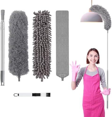 7-teiliges Teleskop Staubwedel Set - Max. 256cm, Waschbare Mikrofaser