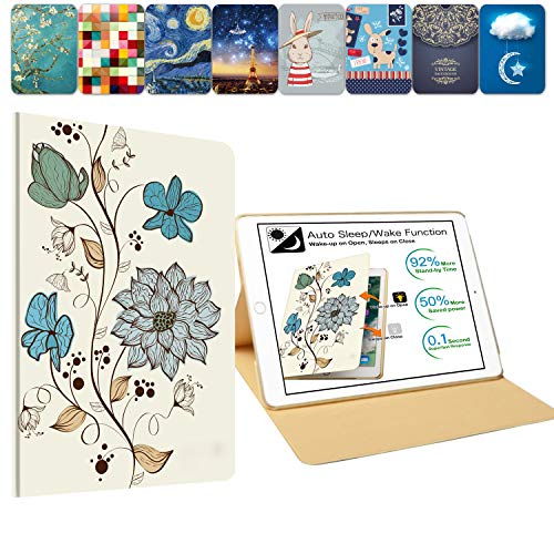 Image of DuraSafe Cases for iPad PRO 11 Inch 1st Generation 2018 A1980 A1934 MTXN2HN /A MTXP2HN /A MTXR2HN /A MTXQ2HN /A MTXT2HN /A Ultra Slim Printed Smart PU Leather Flip Folio Book Cover - Watercolor Flowers
