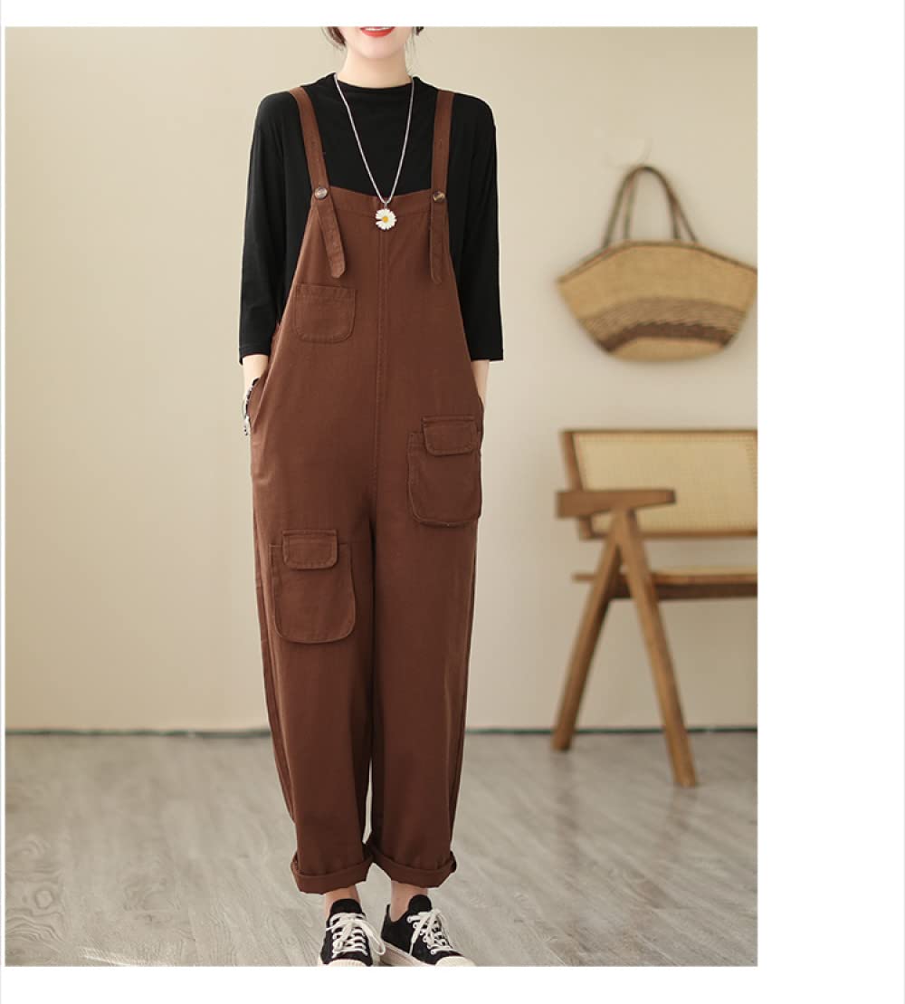 Montecarduo Femme Salopette - Vintage Noir Denim Combinaison Femmes Décontracté Streetwear Ample Jambe Large Jean Salopette Femme Automne Bretelles Pantalon Grande Taille Pantalon