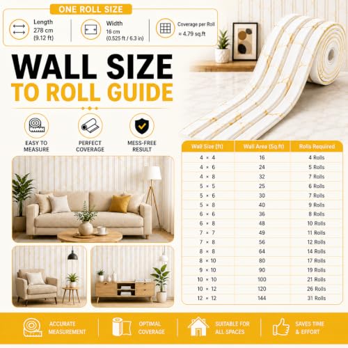Image of Self Adhesive 3D Marble Fluted Foam Wall Panel Roll 2.78M x 16CM x 1.5CM, Waterproof Peel Stick Wall Cladding for Living Room, Bedroom, TV Background Office Cover.