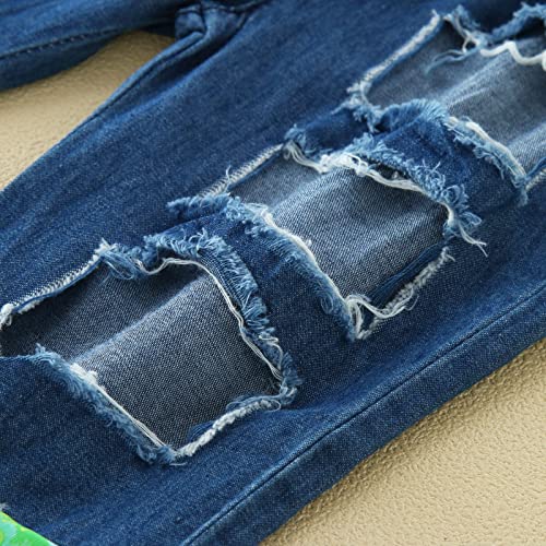 BILIKEYU Little Girls Summer Clothes Short Sleeve Tassels T Shirts and Elastic Waist Flare Leg Ripped4