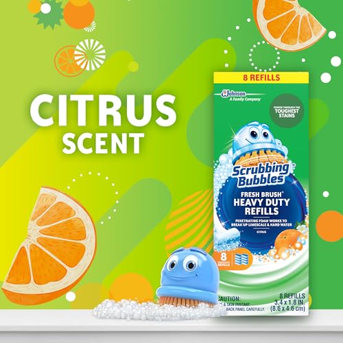 Image of Scrubbing Bubbles Toilet Bowl Wand Cleaner Refills, Fresh Brush Heavy Duty Cleaner Toilet Refill Pads, Removes Limescale & Odors, Citrus Scent, 8 Count (Pack of 8)