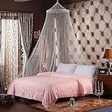 KRISMYA White Mosquito Bed Net Large Screen Netting Bed Canopy Circular Curtain/Keeps Away Insects &...