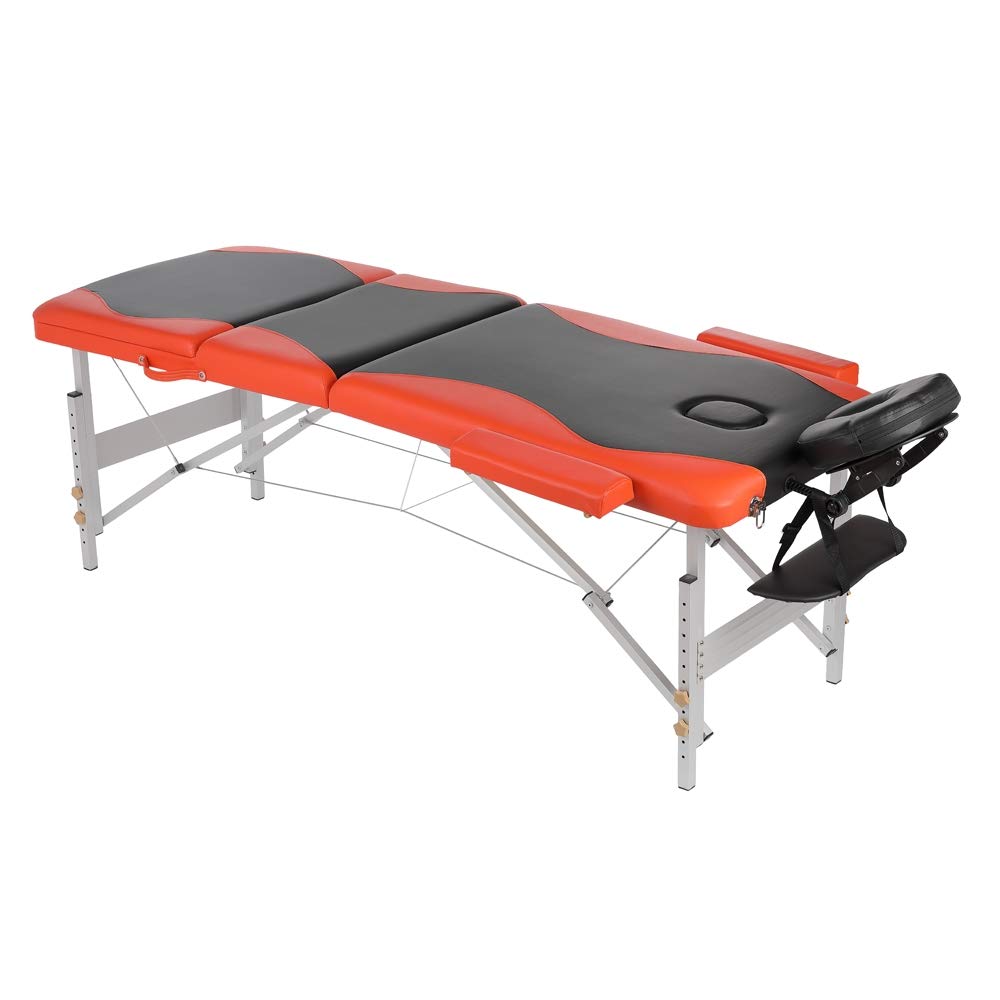 Melko Mobile Massageliege klappbar höhenverstellbar Therapieliege Massagetisch Massagebank Massagebett Schwarz/Orange