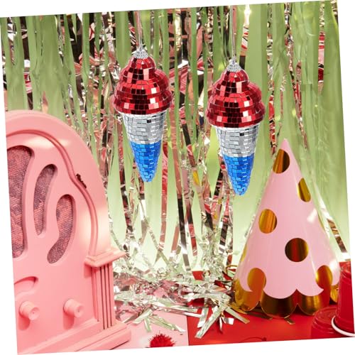 Bola espejada colgante con forma de helado única BESPORTBLE para decoración de escenarios, bares KTV y fiestas miniatura 4
