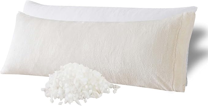 WhatsBedding Memory Foam Body Pillow with Plush Fuzzy Cover, Full Body Pillow for Adults, Long Pillow for Sleeping, Soft Pillow Fluffy Supportive