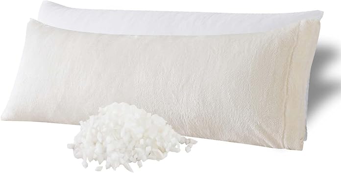 WhatsBedding Memory Foam Body Pillow with Plush Fuzzy Cover, Full Body Pillow for Adults, Long Pillow for Sleeping, Soft Pillow Fluffy Supportive