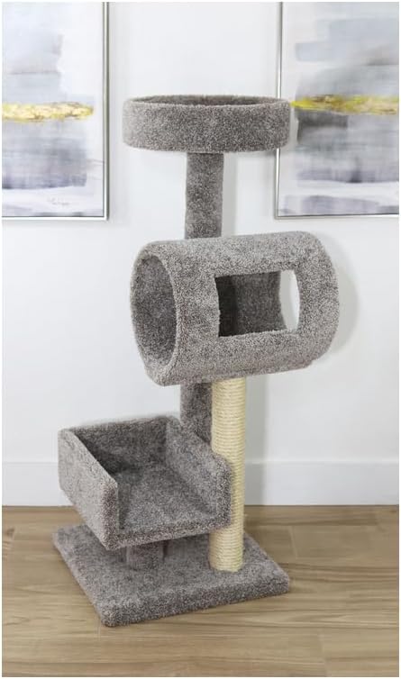 HomeStock Asian Climber Cat Tree - 48" H x 24" W x 18" D, Features Sisal-Wrapped Posts for Scratching and Elevated Perch for Cat Relaxation, Perfect for Active Indoor Cats and Stylish Home Decor