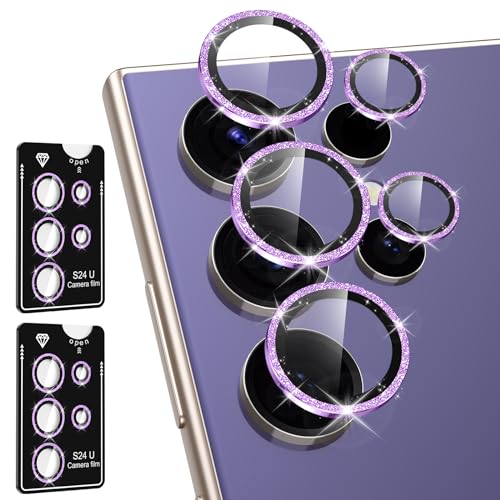 Protection objectif Samsung S24 Ultra violet : 2 anneaux en verre trempé et métal HD