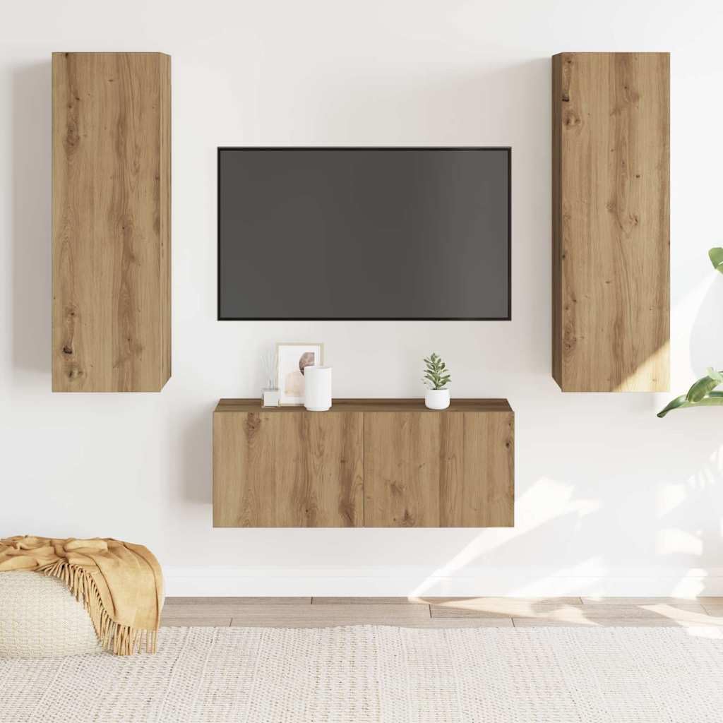 Set di 3 mobili da parete per TV, effetto rovere Artisan