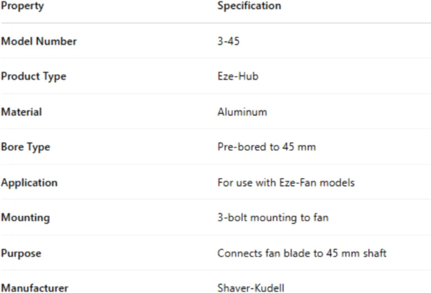 3-45, Aluminum Eze-Hub - Bored 45mm