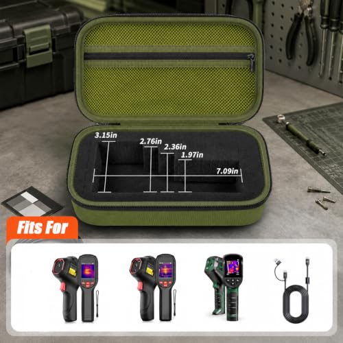 Image of Boobowl Case Compatible with HSFTOOLS HF96 / H128 / Thermal Camera, Infrared Cameras Storage Holder Box for USB Cabless(Bag Only) (Green, For TC004 / H96 / H128)