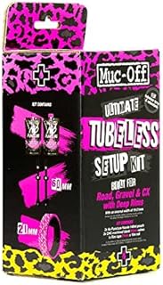 Muc-Off Ultimate Tubeless Setup Kit, Road/Gravel/CX 60mm - Tubeless Conversion Kit for Bikes - Includes Tubeless Tire Sealant and Tubeless Valve Stems