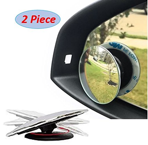 Blind Spot Mirror - 2 piece, 360 degrees Rotatable, Adjustable 2 Round HD Convex Glass, Wide Angle Lens, for all Cars, SUVs and Trucks