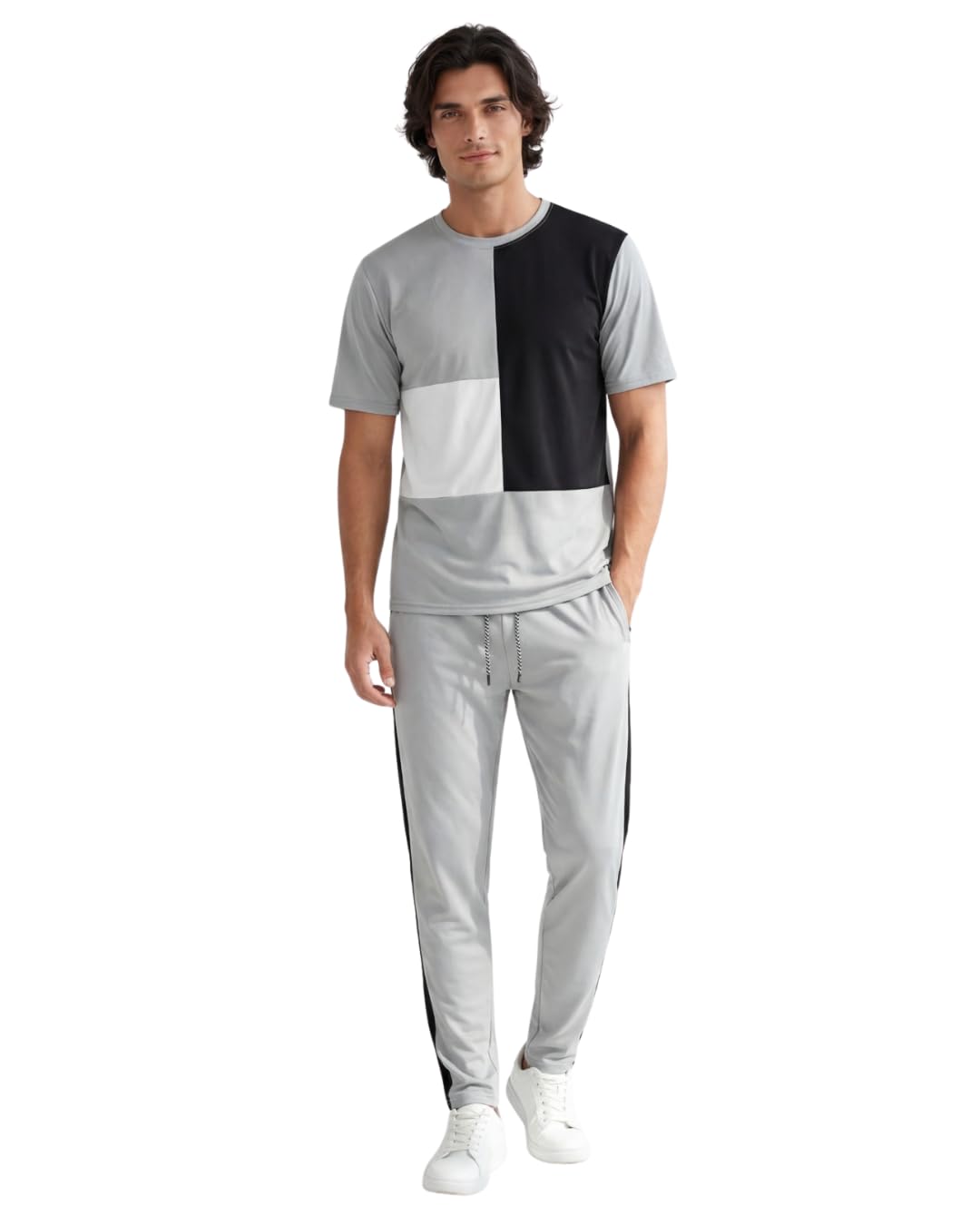 Men's Half Lycra Micro Modal Half Sleeve Round Neck Night Suit Co-Ord Set Ultra Soft Stretchable T-Shirt & Pajama Sleepwear Breathable Lounge Set for Men-picture-35