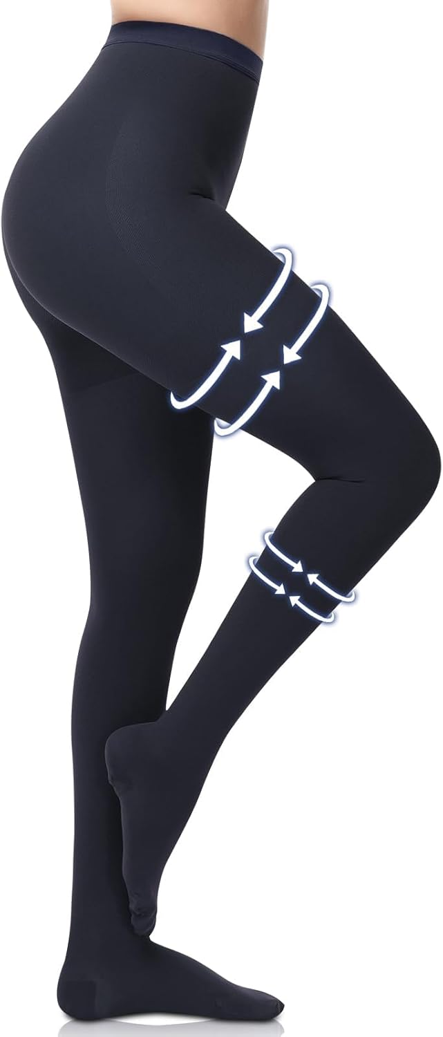 Beister Medical Compression Pantyhose for Women Men, Opaque Closed Toe 20-30mmHg Graduated Support Tights, Waist High Compression Leggings for Varicose Veins, Edema, Flight, DVT