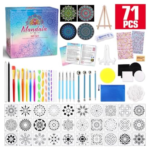 Catcrafter 71 PCS Mandala Dotting Tools Art Supplies - Rock Dot Stencils for Painting Tool Set Craft Kits with Tray Brush Zipper Waterproof Bag Pen for Nail Mandala Arts Drawing Home Decor Activity