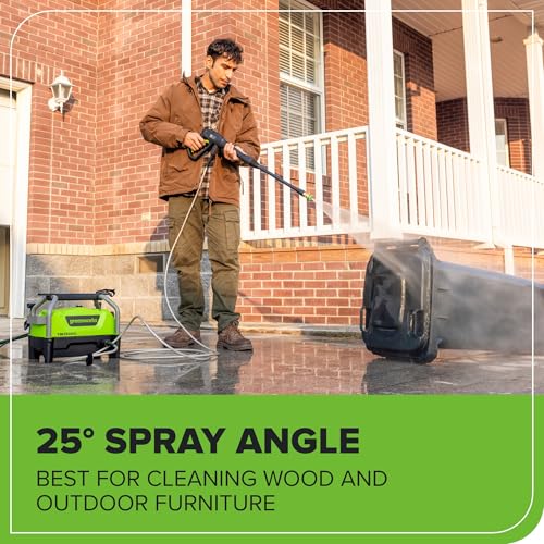 Image of Greenworks 1900 PSI (1.2 GPM Max) Electric Pressure Washer (25, 40, Turbo Nozzle, Soap Applicator) Ideal for Cleaning Cars, Trucks, Boats, Outdoor Patio Furniture, Decks, and Windows