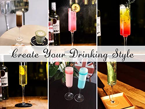 Physkoa Square Champagne Flutes Set Of 6- Edgy Champagne Glasses,Hand Blown Crystal Champagne Flutes Glass,Perfect Champagne Gifts For Wedding,Engagement,Birthday,6 Oz #TOP6