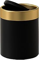 Vista 2 de Mini bote de basura con tapa, pequeño cubo de basura de metal, mini cubos de basura para encimera para escritorio, automóvil, oficina, cocina, cubo