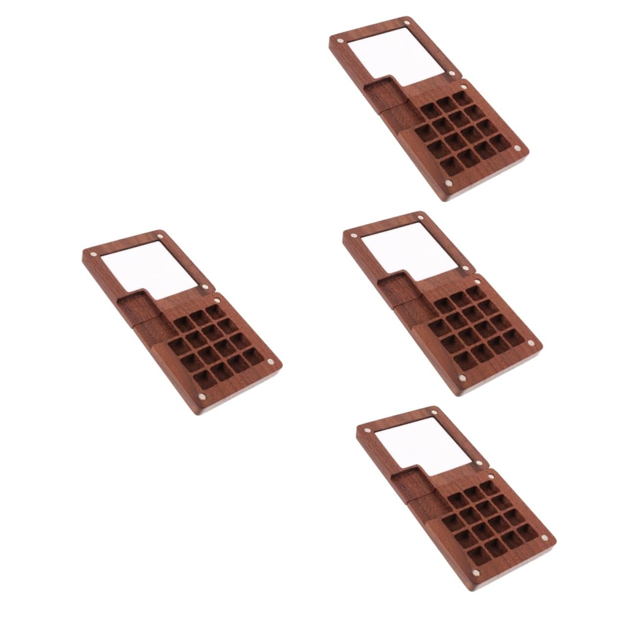 EXCEART 4stücke Wasserfarbenkasten Aus Schwarzem Walnussholz Farben Pigmentbox Mit Fächern Für Aquarellfarben Und Mischpalette Für Künstler Und Hobbyisten
