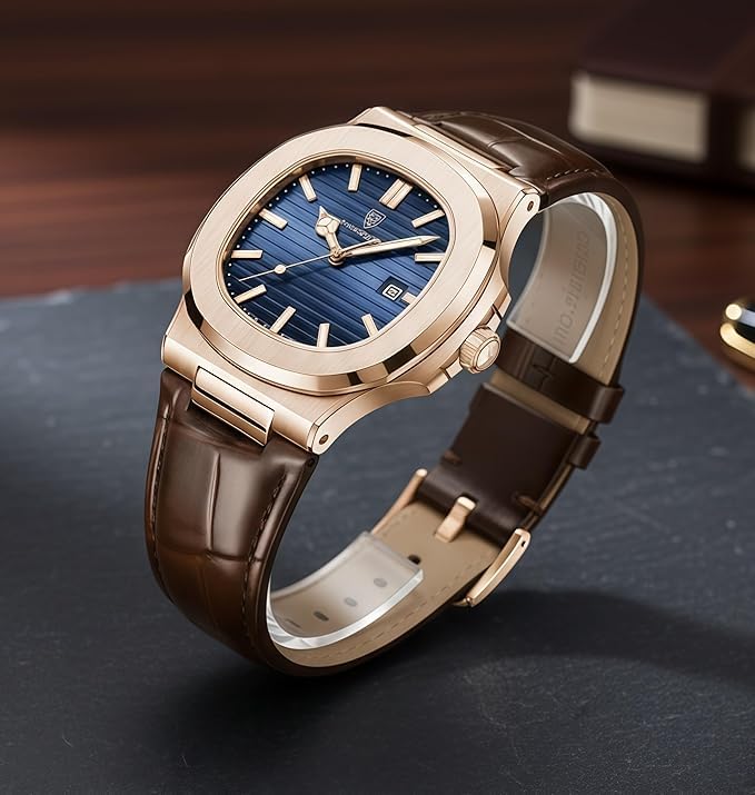 Image of Men's Analog Dial Watch with Date Feature | Formal & Casual Watch | 30 Meter Water Resistant | Strong Luminous Durable Silver Strap | Adjustable Butterfly Buckle | Quartz Movement Wristwatch