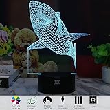 Huiyuan 3d Night Lamp Colorful Shark Shape Touch Control Light 7 Colors Change USB LED for Desk Table with Multicolored USB Powered Home Decoration Best Gift for Valentine's Day