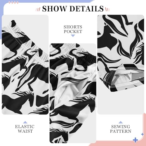 Black Unicorn Siloute White Pajamas Bottoms with Pockets Comfy Pjs Sleepwear Elastic Waistband Pajamas Pants Lounge Pants for 6-14 Years4