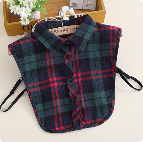 Womens Classic Plaid Fake Collar Detachable Dickey Collar Half Shirts Blouse False Collar Top for Women Outfits4