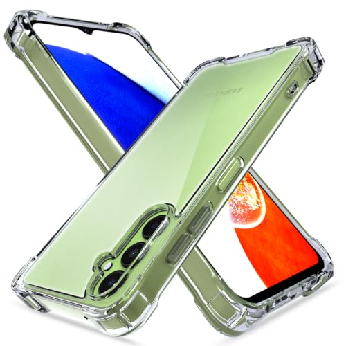 Image of Outlouders Back Cover for Samsung Galaxy A14 4G / A14 5G Clear Transparent PC + TPU Bumper Case with Raised Edges for Shockproof Protection (Transparent)