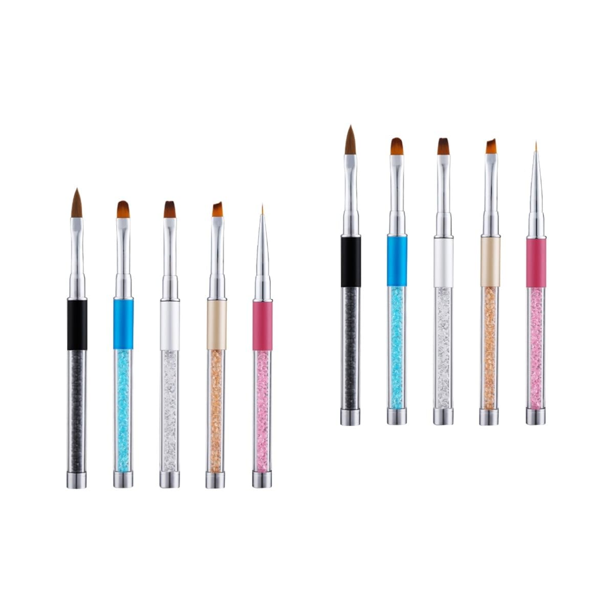 Beavorty 2 Set Di Penna Per Nail Art Con Manico E Strass Set Completo Di Strumenti Per Manicure Per Salone Di Casa 5 Pezzi * 2