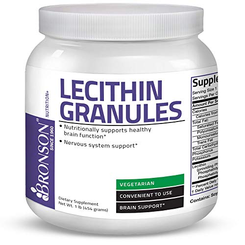 Bronson Lecithin Granules (Powder) 7500 Mg, 1 Lbs (454 Grams, Or 16 Ounces) #TOP2