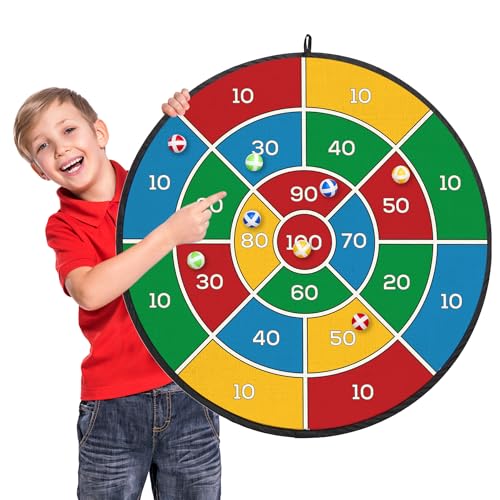 Playbees Large Dart Board for Kids 29 Inches with Sticky Balls Kids Hanging Dart Board Boys Toys Indoor/Sport Outdoor Fun Birthday Gifts for 3 4 5 6 7 8 9 10 11 12 Sticky Darts for Boys Girls Family