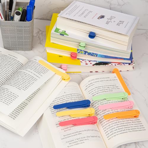 Image of 6 PCS Automatic Bookmark, Smart Bookmarks for Women Men Book Accessories Silicone Book Mark Bible Book Markers Book Marks for Reading Book Lovers Gifts Bookish Gifts Birthday Party Favors for Kids