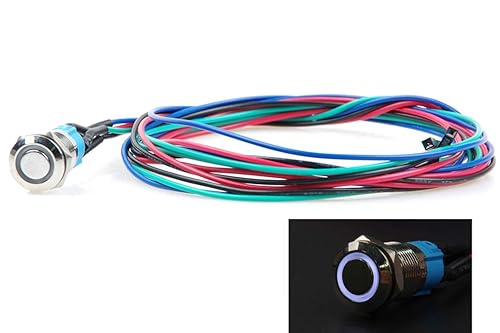 Vista 9 de Interruptor de chasis de 0.472 in y 0.630 in, interruptor de botón de metal con cable de extensión de 3.3 pies, anillo de símbolo de interruptor