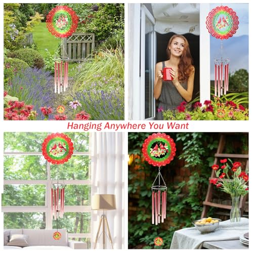 Image of Wind Chimes with Cardinal Wind Spinner, Gifts for Grandma Mom Women Birthday Retirement Teacher, 31 inch Windchimes Outdoor Decor Hanging Mobile for Garden Porch Patio Backyard
